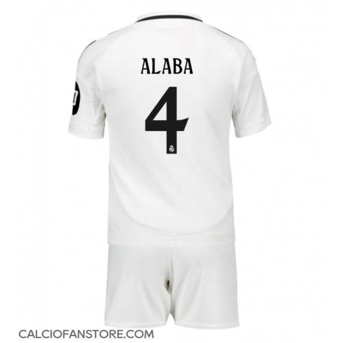 Maglia Calcio Real Madrid David Alaba #4 Prima Divisa Bambino 2024-25 Manica Corta (+ pantaloncini)